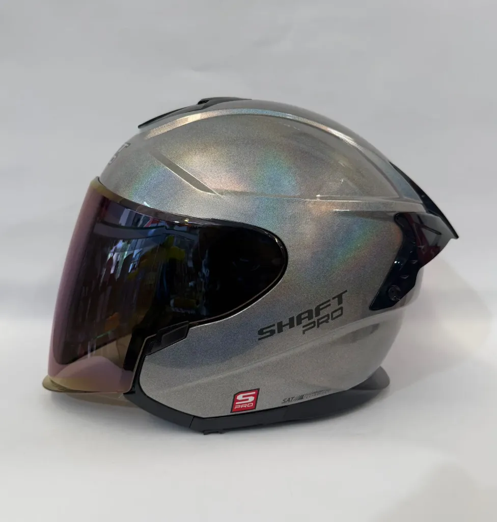 [190438] CASCO ABIERTO SHAFT PRO 240 DOBLE VISOR SOLID CAMALEON SILVER BRILLO (S)