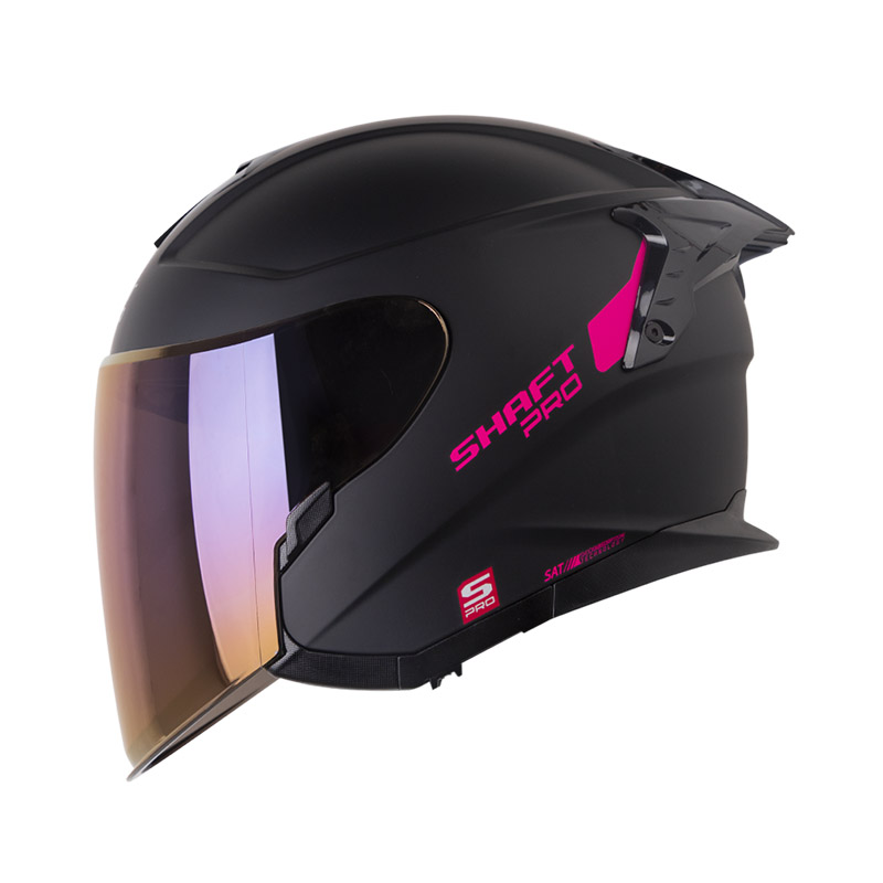 CASCO ABIERTO SHAFT PRO 240 DOBLE VISOR SOLID NEGRO FUCSIA MATE 