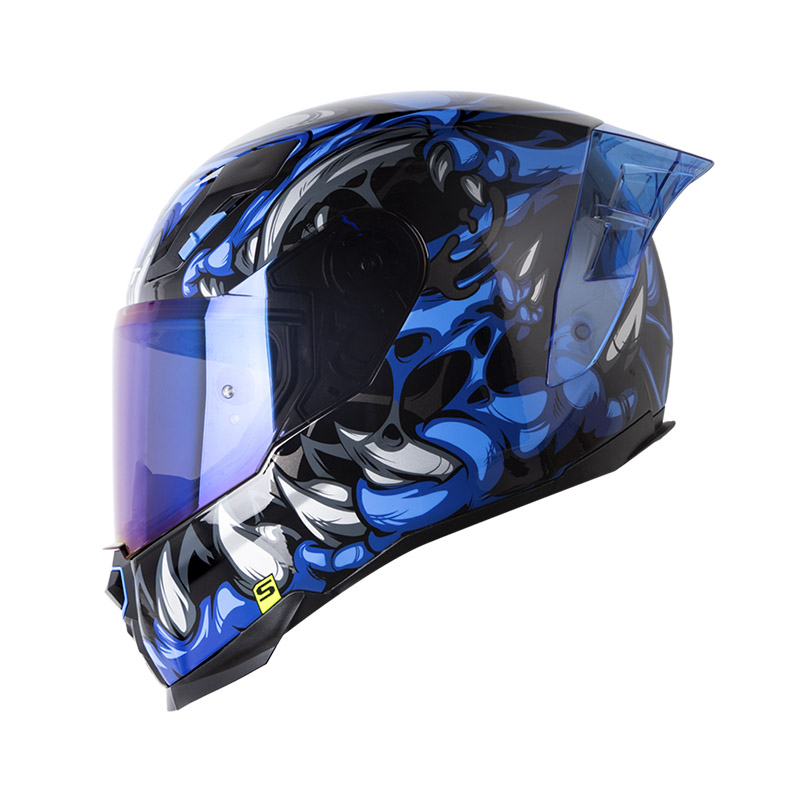 CASCO INTEGRAL SHAFT 562 R TOXIC NEGRO AZUL BRILLO