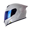 CASCO INTEGRAL SHAFT 502SP SOLID GRIS CLARO BLANCO BRILLO VISOR AZUL