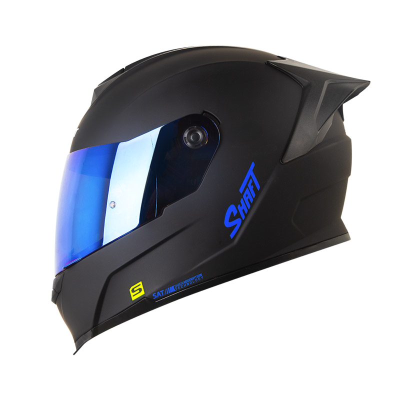 CASCO INTEGRAL SHAFT 502SP SOLID NEGRO AZUL MATE VISOR AZUL