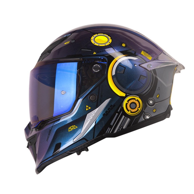 CASCO INTEGRAL SHAFT PRO 615 DOBLE VISOR MECKHA CAMALEON AMARILLO BRILLO