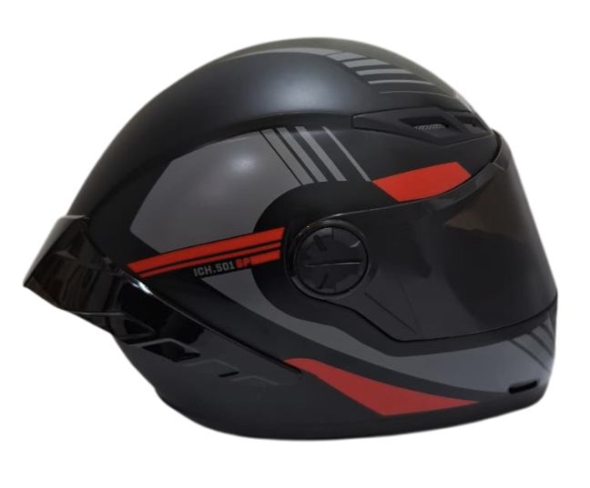 CASCO INTEGRAL ICH 501SP HADEX NEGRO ROJO MATE VISOR NEGRO