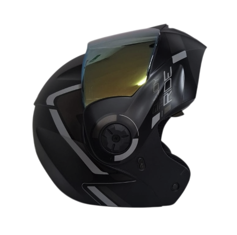 CASCO ABATIBLE ICH 3110DOT DOBLE VISOR LUXINE NEGRO GRIS MATE VISOR DORADO (S)