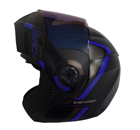 CASCO ABATIBLE ICH 3110DOT DOBLE VISOR LUXINE NEGRO AZUL VISOR AZUL MATE