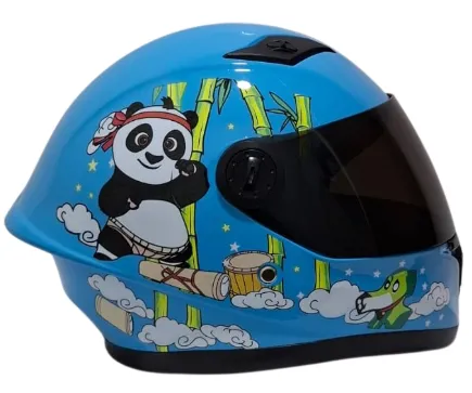 CASCO NIÑO INTEGRAL H308 PANDA AZUL BRILLO