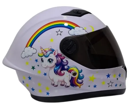 CASCO NIÑA INTEGRAL H308 PONY BLANCO BRILLO