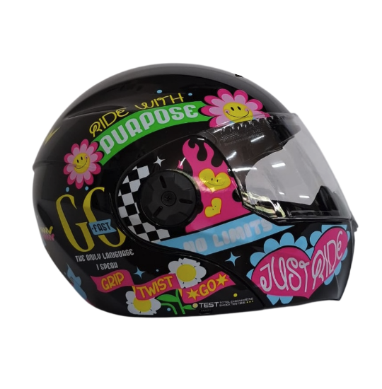 CASCO ABATIBLE ICH 3110S NIÑA DOBLE VISOR SHAMELESS NEGRO AMARILLO BRILLO