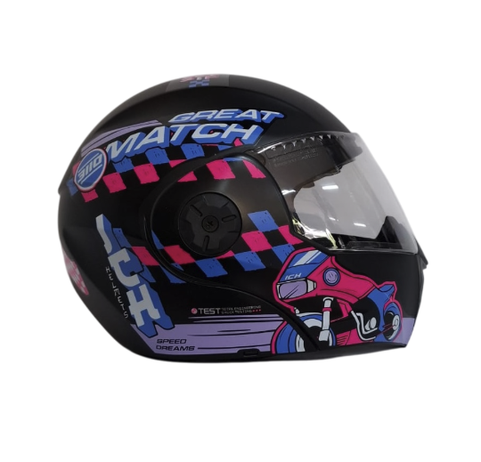 CASCO ABATIBLE ICH 3110S NIÑA DOBLE VISOR ERACER NEGRO MORADO CLARO MATE