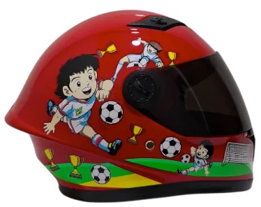 CASCO NIÑO INTEGRAL H308 FUTBOL ROJO BRILLO