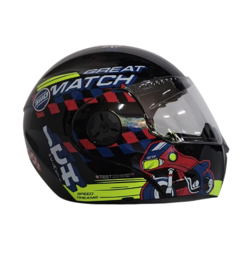 CASCO ABATIBLE ICH 3110S NIÑO DOBLE VISOR ERACER NEGRO AMARILLO BRILLO