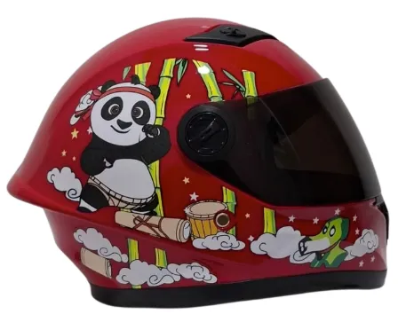 CASCO NIÑO INTEGRAL H308 PANDA ROJO BRILLO