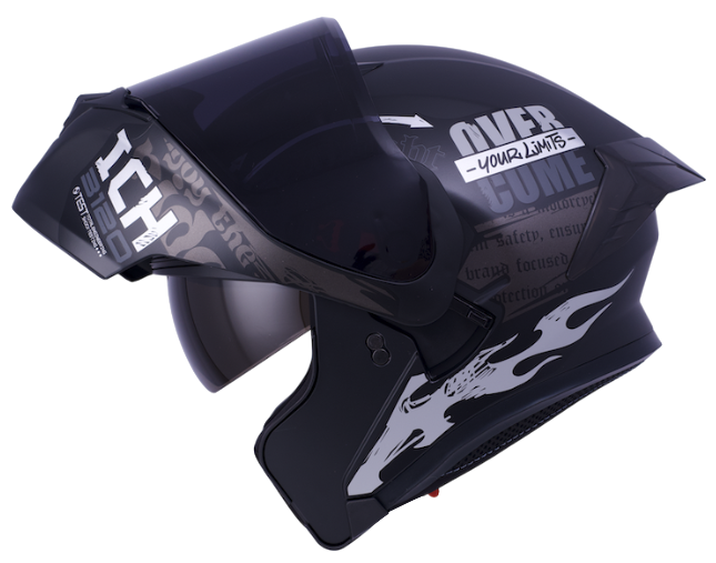 CASCO ABATIBLE ICH 3120 DOBLE VISOR RANDOME V2 NEGRO SILVER MATE VISOR NEGRO