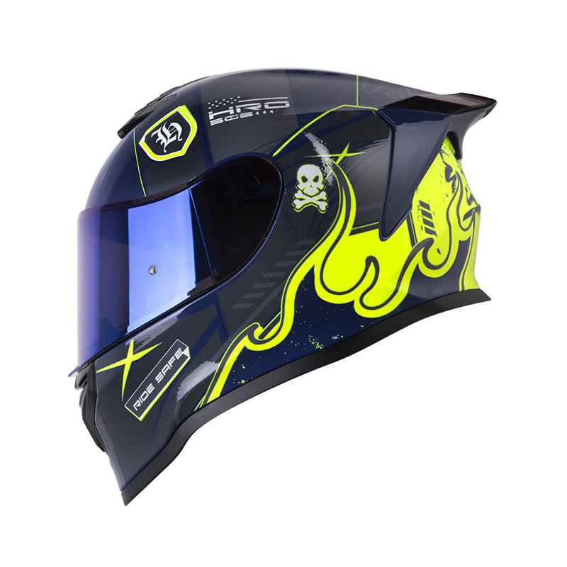 CASCO INTEGRAL HRO 506SP CITAK AZUL OSCURO AMARILLO BRILLO