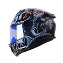CASCO INTEGRAL LS2 808 DOBLE VISOR STREAM II SAMURAI GRIS AZUL BRILLO