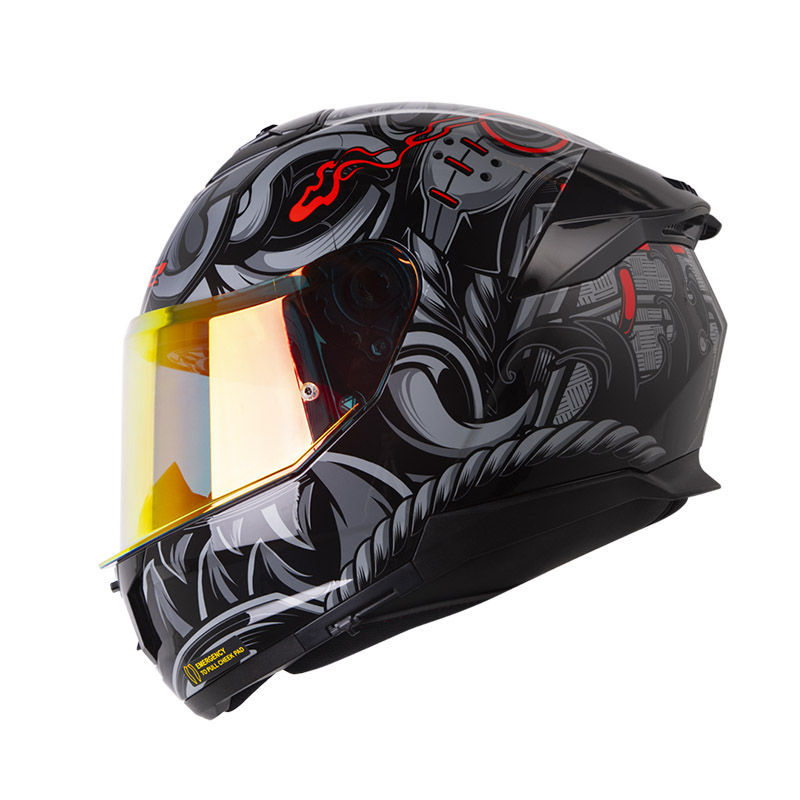 CASCO INTEGRAL LS2 808 DOBLE VISOR STREAM II SAMURAI GRIS ROJO BRILLO
