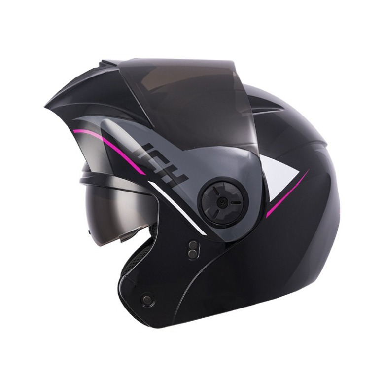 CASCO ABATIBLE ICH 3110 DOBLE VISOR DROP NEGRO FUCSIA VISOR NEGRO
