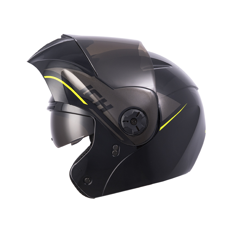 CASCO ABATIBLE ICH 3110 DOBLE VISOR DROP NEGRO AMARILLO VISOR NEGRO
