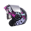 CASCO ABATIBLE ICH 3110 DOBLE VISOR READY GO NEGRO FUCSIA BRILLO VISOR SILVER
