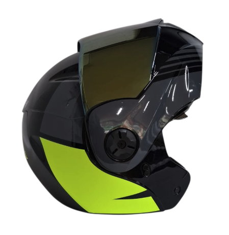 CASCO ABATIBLE ICH 3110 DOBLE VISOR XMAL NEGRO AMARILLO VISOR DORADO