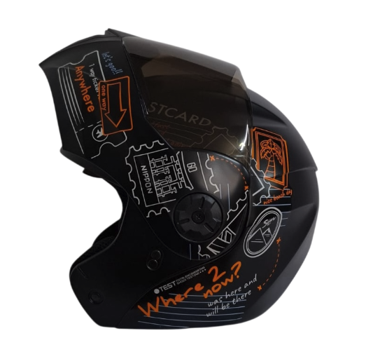 CASCO ABATIBLE ICH 3110DOT DOBLE VISOR WHERE TO NEGRO NARANJA MATE VISOR NEGRO (S)