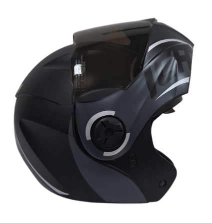 CASCO ABATIBLE ICH 3110 DOBLE VISOR SOUL NEGRO SILVER MATE VISOR NEGRO