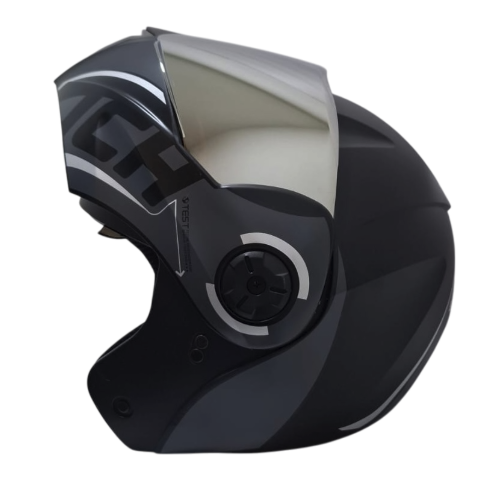 CASCO ABATIBLE ICH 3110 DOBLE VISOR SOUL NEGRO SILVER MATE VISOR SILVER