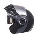 CASCO ABATIBLE ICH 3110 DOBLE VISOR SOUL NEGRO SILVER MATE VISOR SILVER