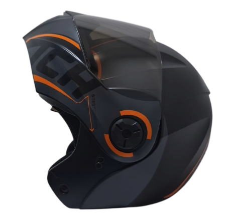 CASCO ABATIBLE ICH 3110 DOBLE VISOR SOUL NEGRO NARANJA MATE VISOR NEGRO (S)