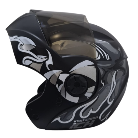 CASCO ABATIBLE ICH 3110 DOBLE VISOR VIBOR NEGRO BLANCO MATE VISOR NEGRO