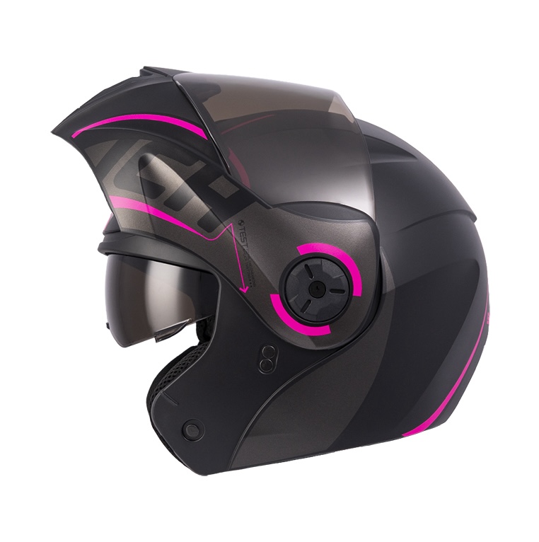 CASCO ABATIBLE ICH 3110 DOBLE VISOR SOUL NEGRO FUCSIA MATE VISOR NEGRO