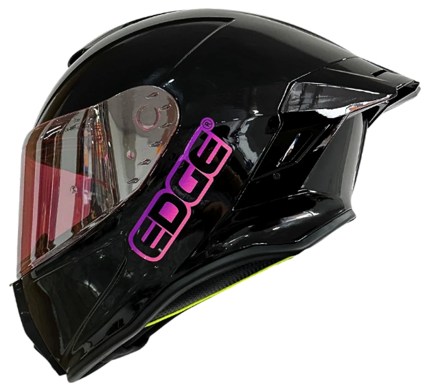 CASCO INTEGRAL EDGE SHANGHAI SOLID NEGRO LOGO ROSADO BRILLO