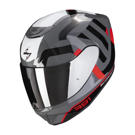 [139-417-313-02] CASCO INTEGRAL SCORPION EXO-391 AROK GRIS ROJO NEGRO BRILLO (XS)