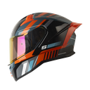 CASCO INTEGRAL SHAFT 504 DOBLE VISOR SCAR AZUL OSCURO NARANJA BRILLO