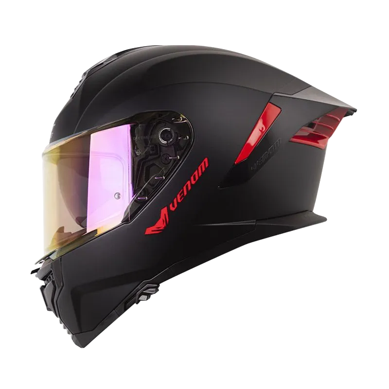 CASCO INTEGRAL SHAFT PRO 609 DOBLE VISOR VENOM SOLID NEGRO ROJO MATE