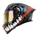 CASCO INTEGRAL SHAFT PRO 609 DOBLE VISOR VENOM MADNESS AZUL OSCURO NEGRO BRILLO