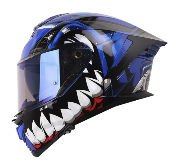 [166392] CASCO INTEGRAL SHAFT PRO 609 DOBLE VISOR VENOM MADNESS AZUL NEGRO BRILLO (S)