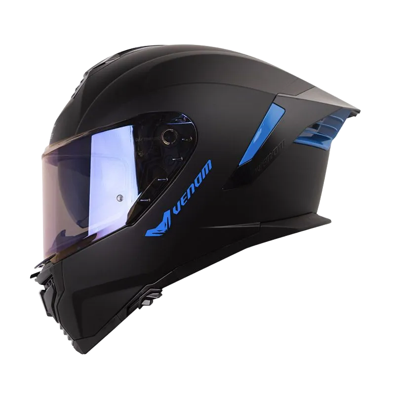 CASCO INTEGRAL SHAFT PRO 609 DOBLE VISOR VENOM SOLID NEGRO AZUL MATE