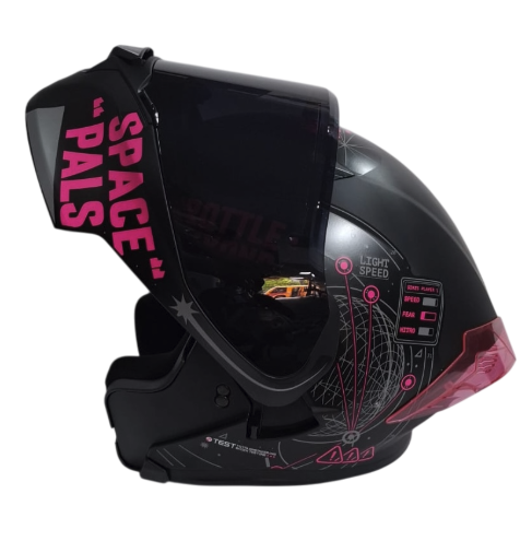 CASCO ABATIBLE ICH 3120 DOBLE VISOR INFINITY NEGRO FUCSIA MATE VISOR NEGRO