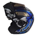 CASCO ABATIBLE ICH 3110 DOBLE VISOR VIBOR NEGRO SILVER MATE VISOR AZUL