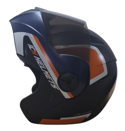 CASCO ABATIBLE ICH 3110 DOBLE XPACER NEGRO NARANJA MATE VISOR NEGRO