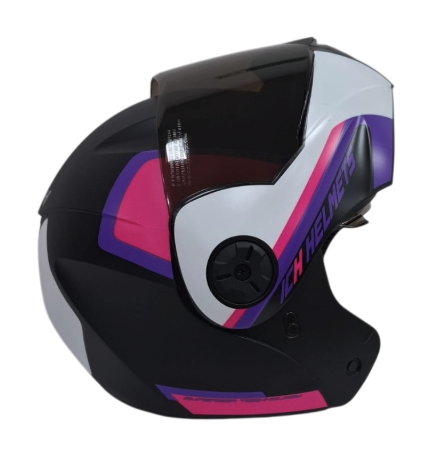 CASCO ABATIBLE ICH 3110 DOBLE VISOR XPACER NEGRO FUCSIA MATE VISOR NEGRO