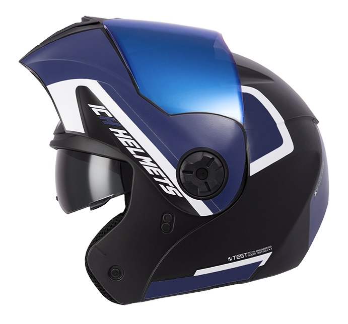 CASCO ABATIBLE ICH 3110 DOBLE VISOR XPACER NEGRO AZUL OSCURO MATE VISOR AZUL