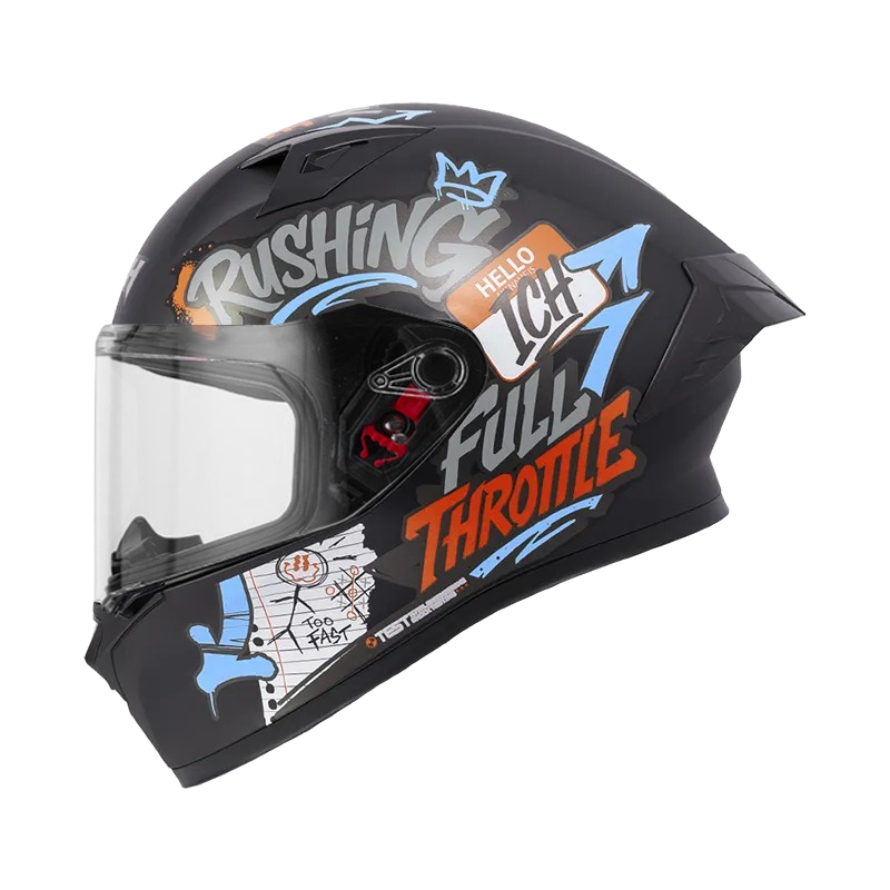 CASCO INTEGRAL ICH 503 SCRAPS NEGRO NARANJA MATE VISOR TRANSPARENTE