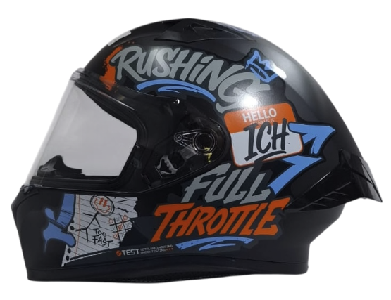 CASCO INTEGRAL ICH 503 SCRAPS NEGRO NARANJA MATE VISOR TRANSPARENTE