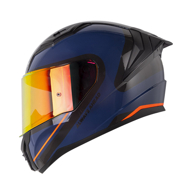 CASCO INTEGRAL LS2 810 ANGLE AZUL OSCURO NARANJA BRILLO