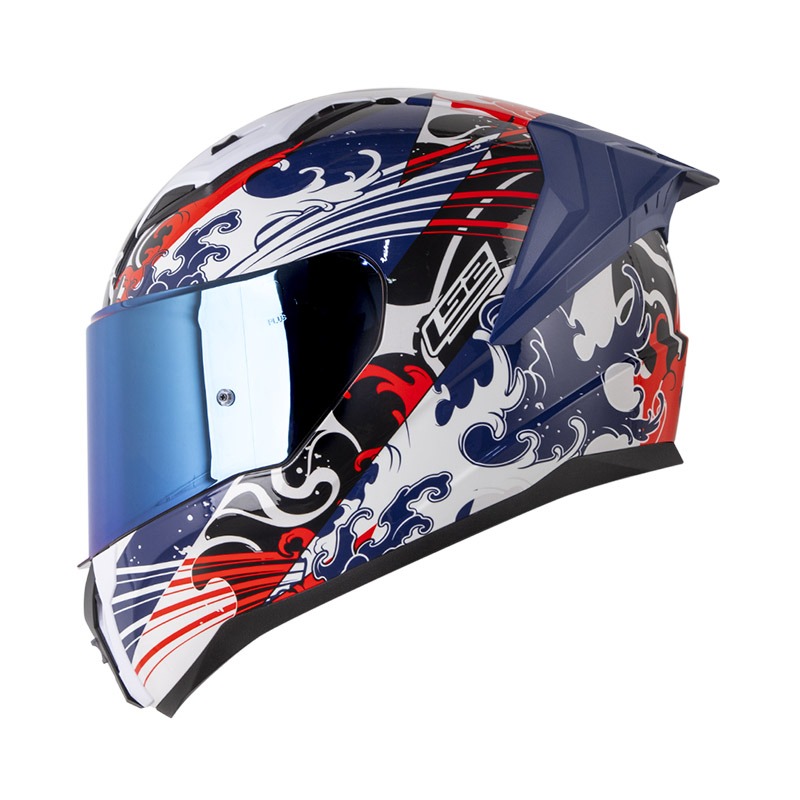 CASCO INTEGRAL LS2 810 KAME BLANCO PERLA AZUL OSCURO BRILLO
