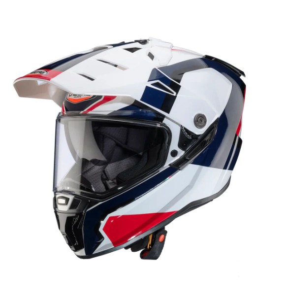 CASCO MULTIPROPOSITO CABERG TANAMI SCRAM BLANCO ROJO AZUL BRILLO