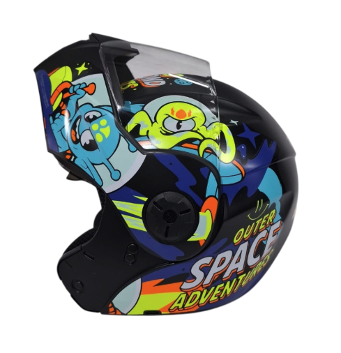 CASCO ABATIBLE ICH 3110S NIÑO DOBLE VISOR ASTROS NEGRO AZUL MATE