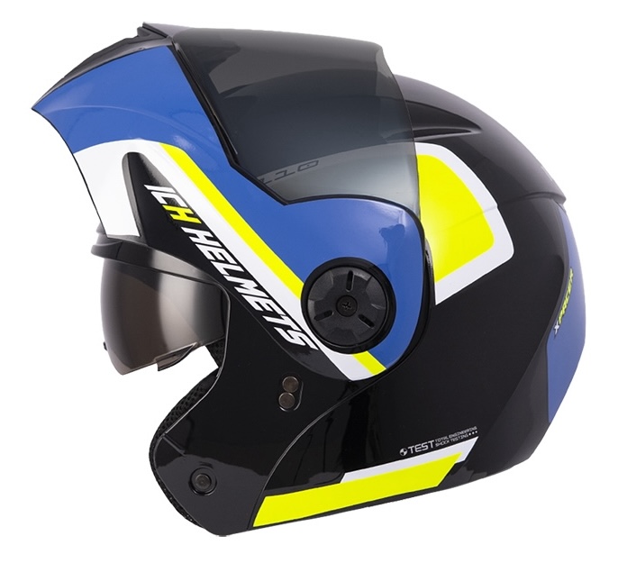 CASCO ABATIBLE ICH 3110 DOBLE VISOR XPACER NEGRO AMARILLO BRILLO VISOR NEGRO